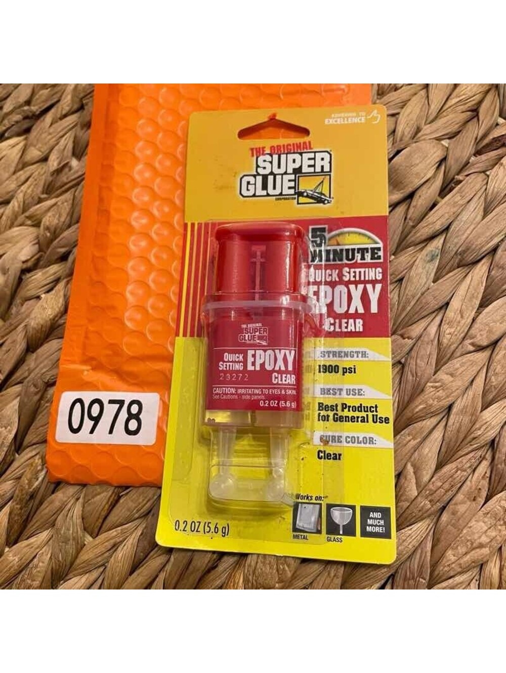 ✅Super Glue 5 Minute Epoxy Adhesive Clear High Strength 1900 PSI Set#️⃣0978